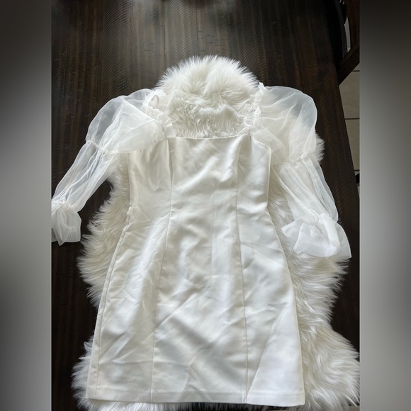 Amanda Uprichard Tia Puff Sleeve Mini Dress in White Women's Size small Bridal - Picture 4 of 10